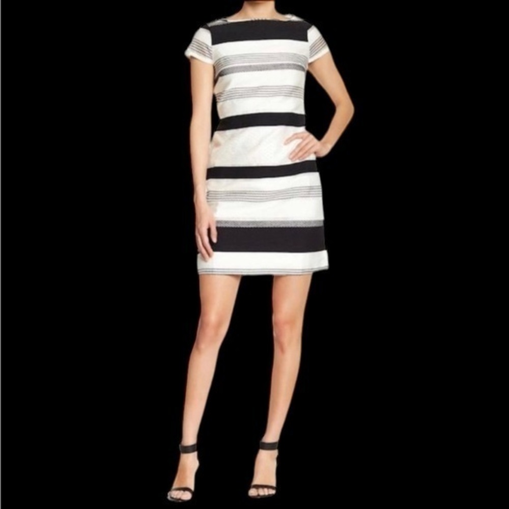 Donna Ricco Women's‎ Cap Sleeve Taffeta Dress White-Black Size 12